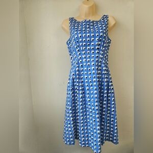 Kate Spade- Women's Dress Sz 4 Blue and White Patterned Sleeveless  4 NWOT
